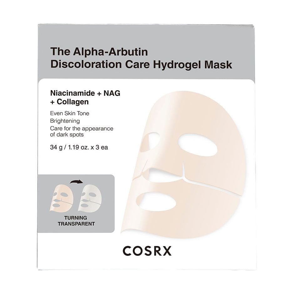 Гідрогелева маска для обличчя CosRX The Alpha-Arbutin Discoloration Care Hydrogel Mask проти пігментації, з альфа-арбутином, 3*34 г